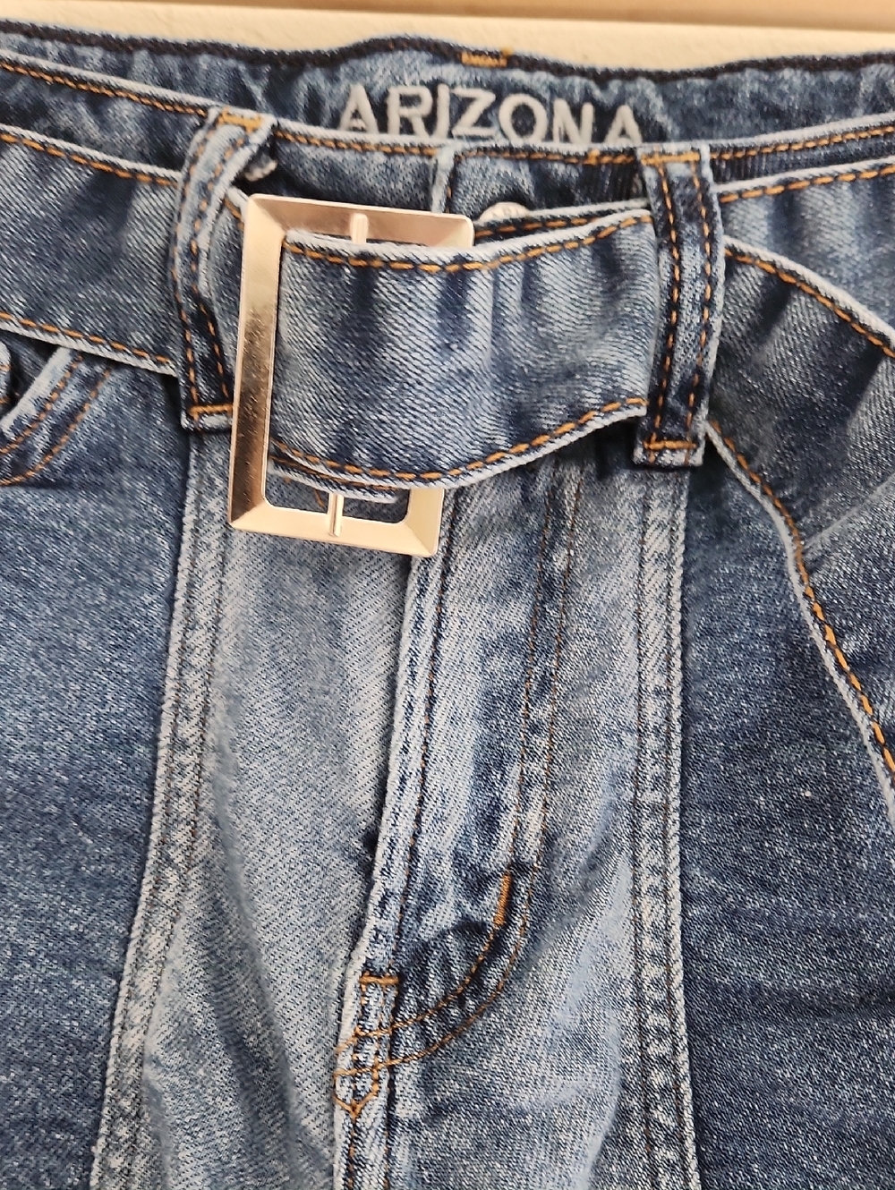 Arizona Jean Company Women's Dark Blue Denim Belted Shorts - Picture 3 of 6